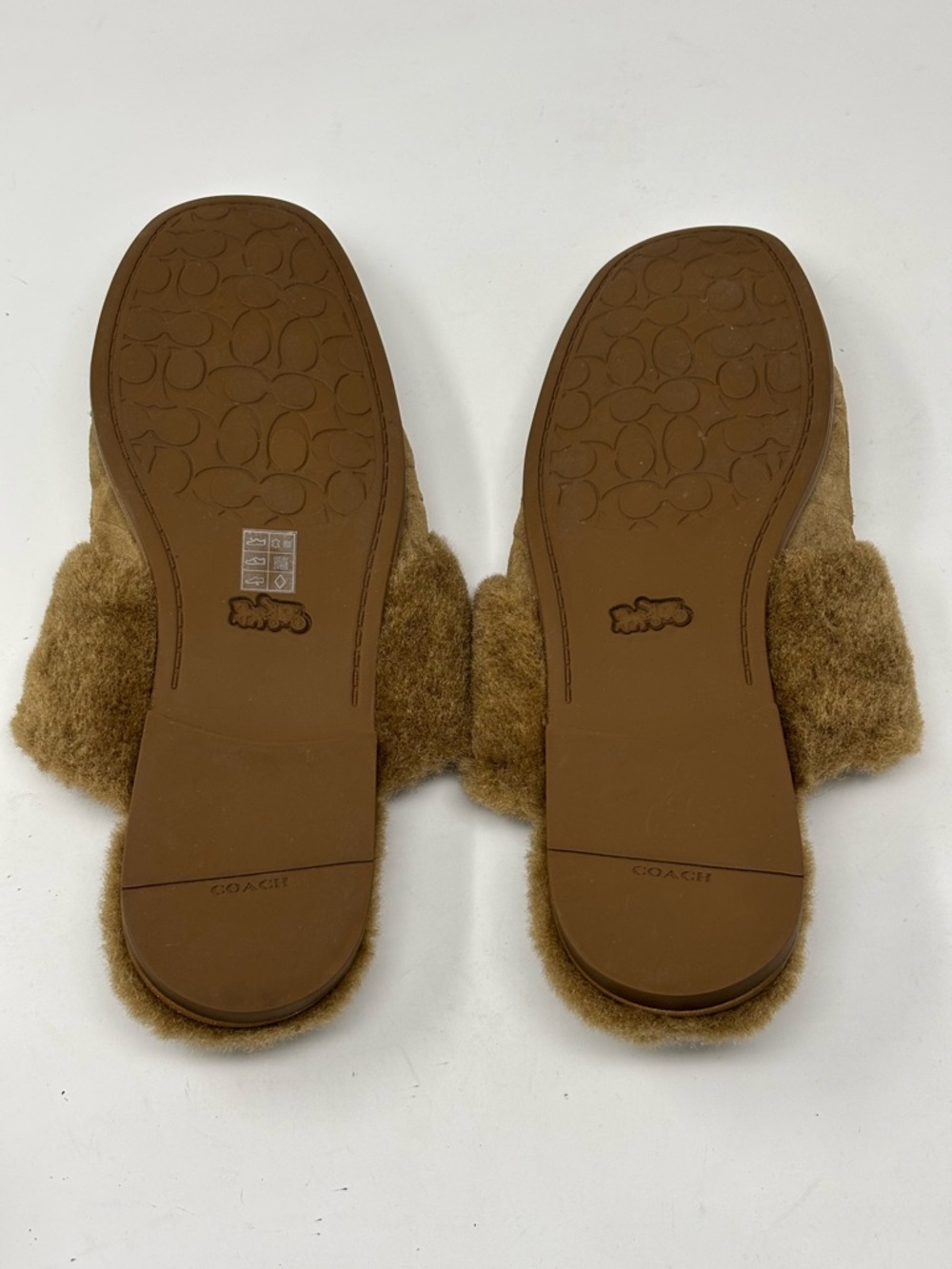 Coach Sherpa Flat Mules Signature Suede Size 7 - Picture 8 of 10